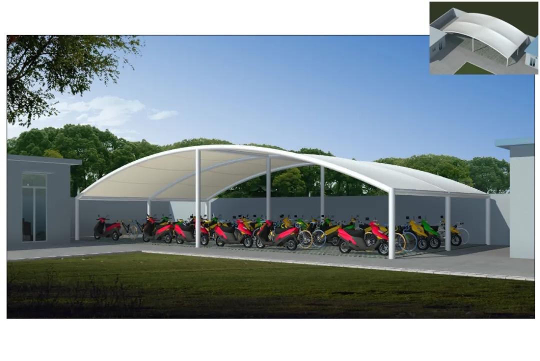 张拉膜结构车棚 张拉膜结构车棚