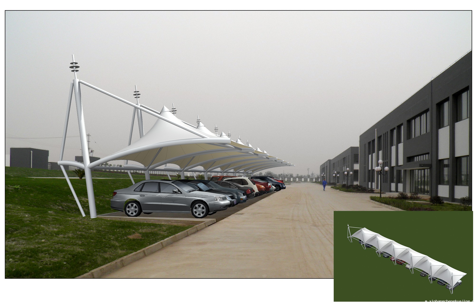 膜结构车棚 膜结构车棚