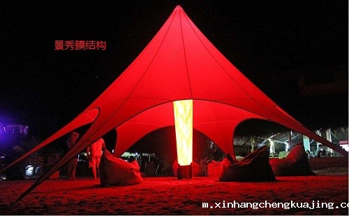 吊顶式张拉膜结构景观