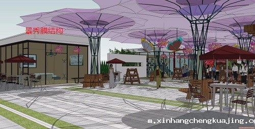 深圳商业街景观膜结构棚制作